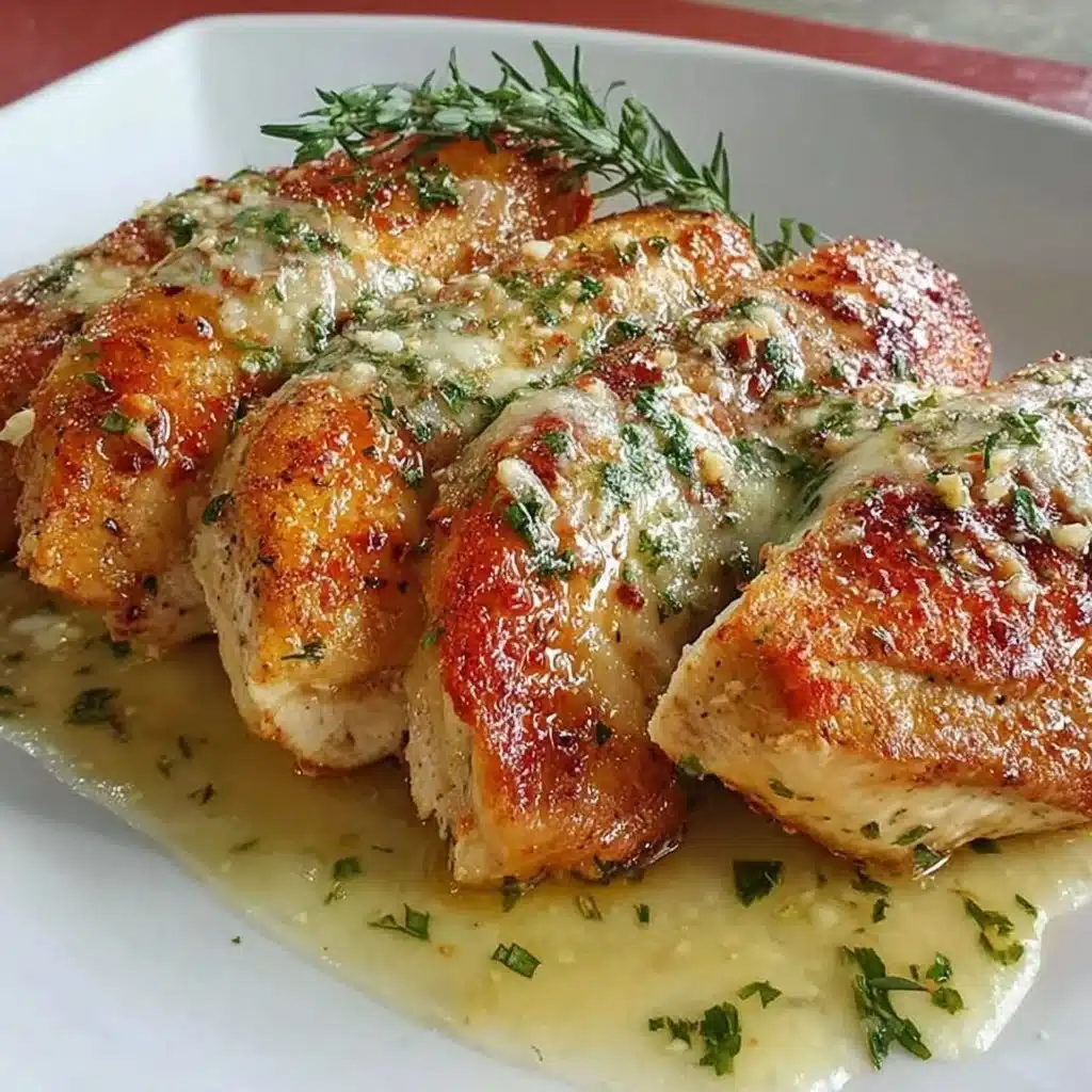 Air fryer boneless chicken breast served on a plate with fresh herbs