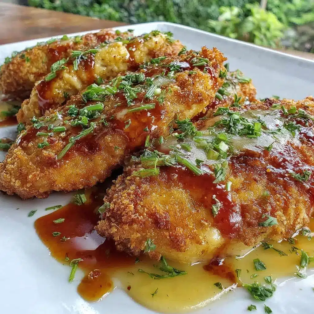 Air fryer breaded chicken breast served on a plate with garnishes