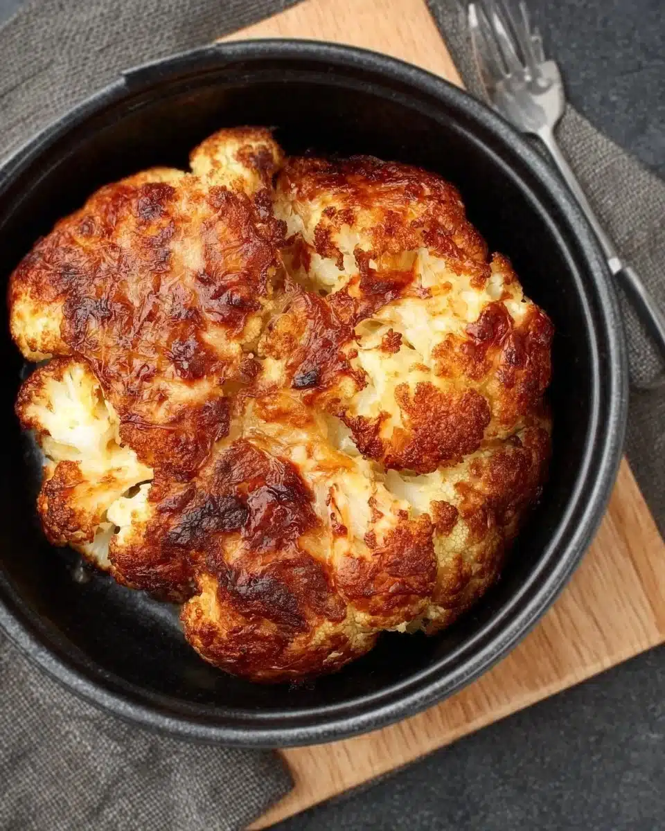 Delicious Air Fryer Cauliflower Cheese dish ready to serve