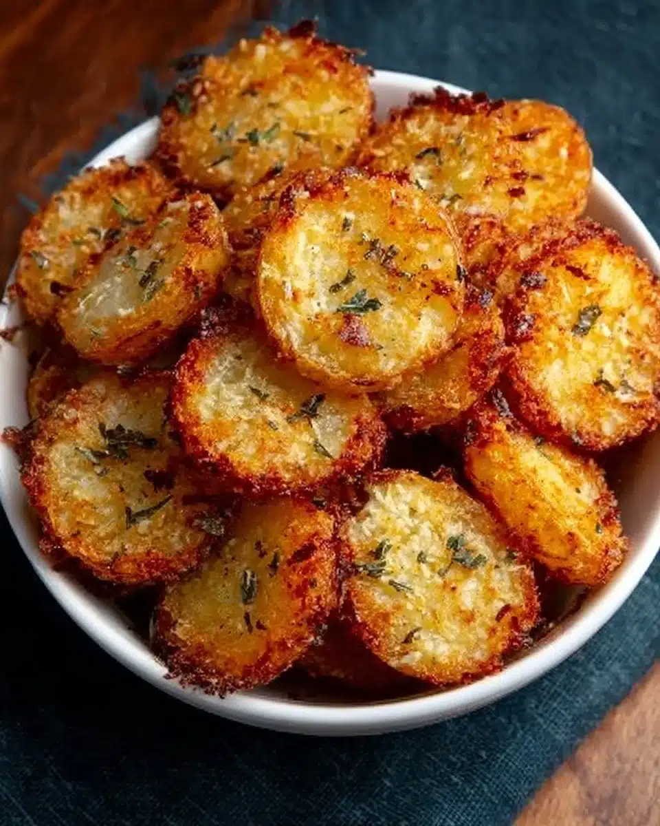 Crispy Air Fryer Parmesan Potato Bites served on a plate