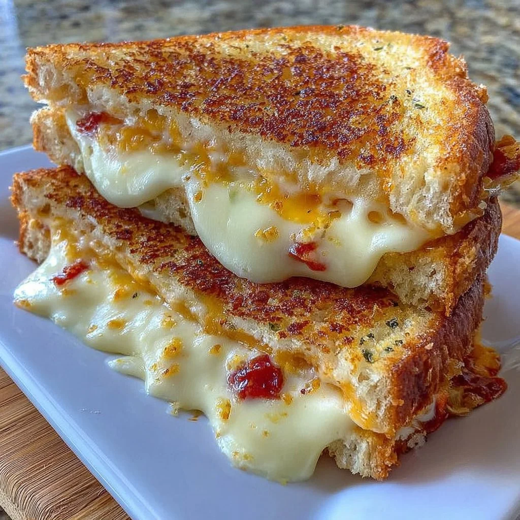 Crispy air fryer grilled cheese sandwich with melted cheese