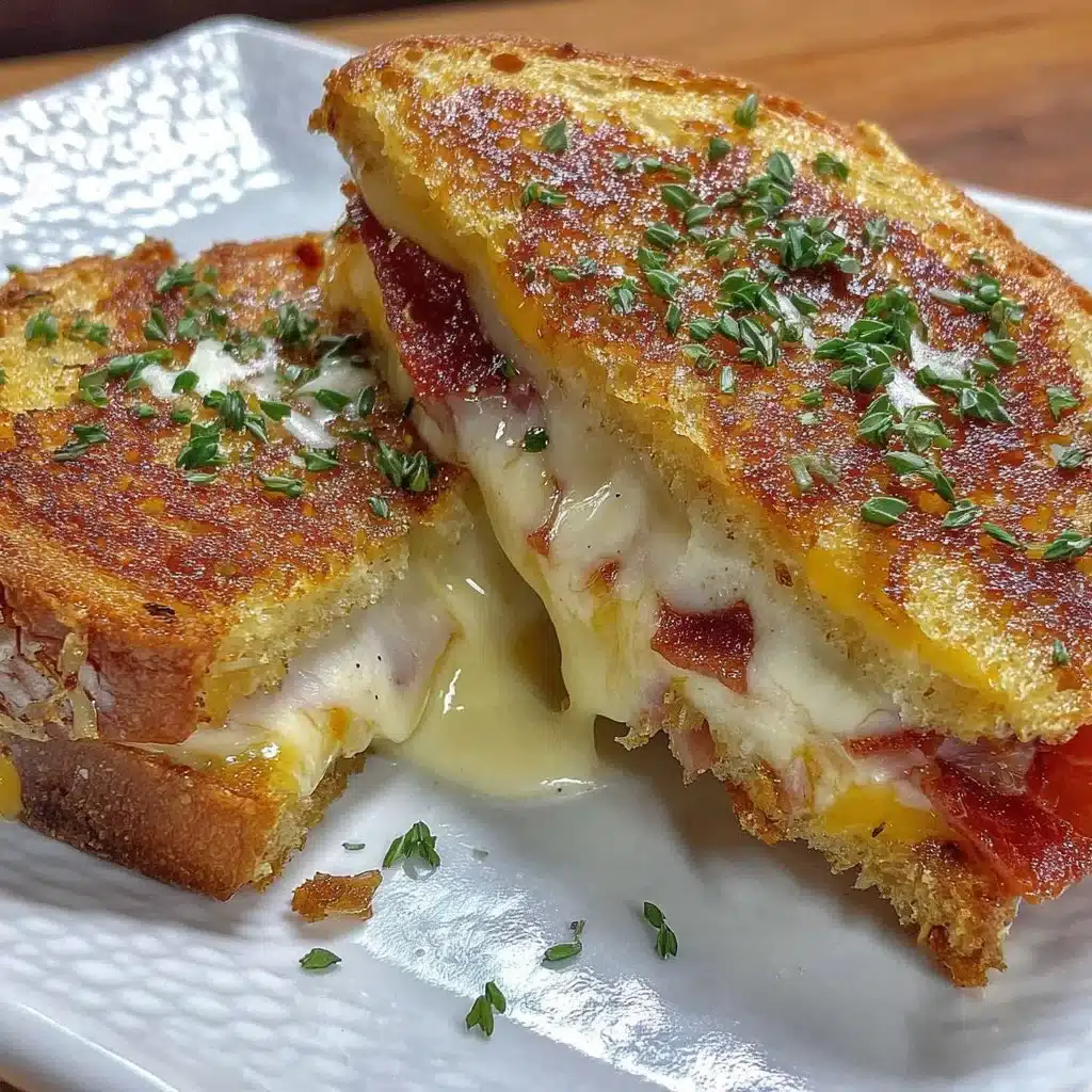 Crispy Air Fryer Grilled Ham and Cheese sandwich with melted cheese