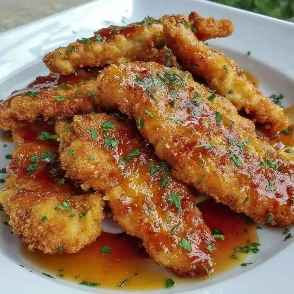 Air Fryer Honey Butter Garlic Chicken Tenders served with a side of dipping sauce
