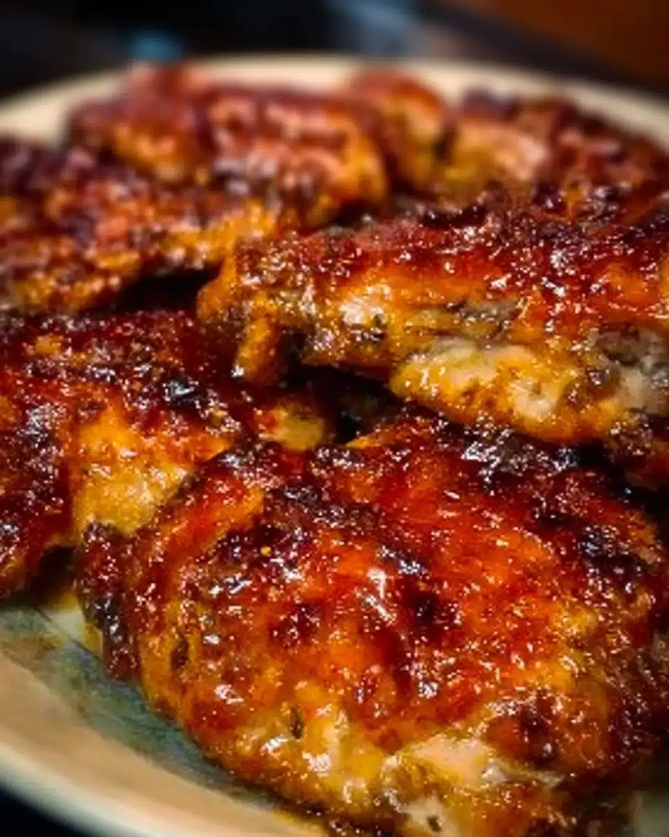 Delicious air fryer honey glazed chicken served on a plate