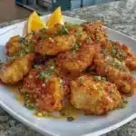 Crispy Air Fryer Orange Chicken served with vegetables