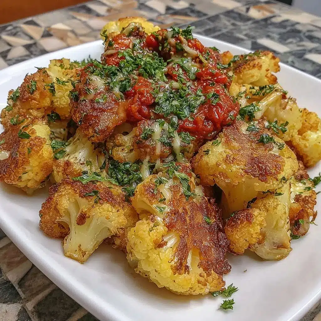 Crispy air fryer potatoes and cauliflower served on a plate.