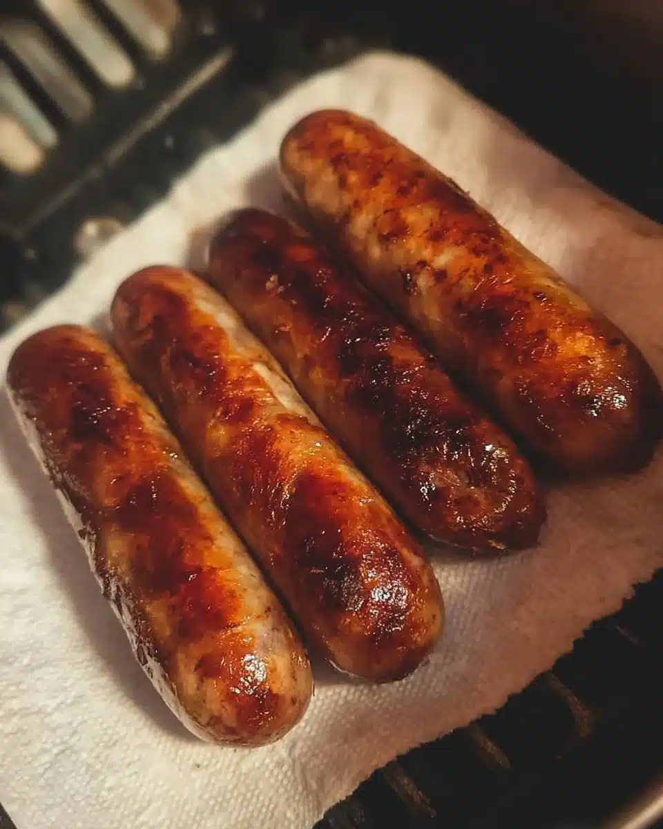 Air fryer sausages cooked to perfection in a healthy cooking method