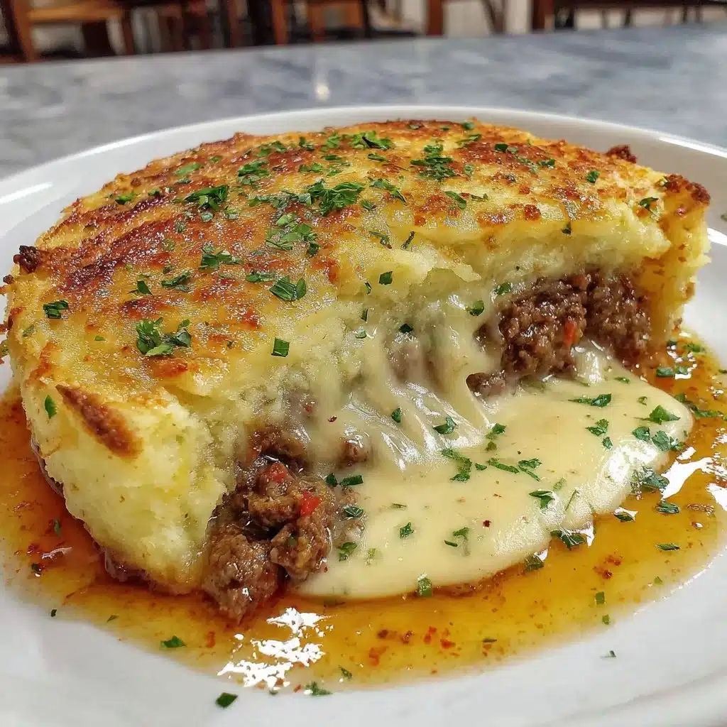 Air Fryer Shepherd's Pie topped with golden brown potatoes and ground meat.