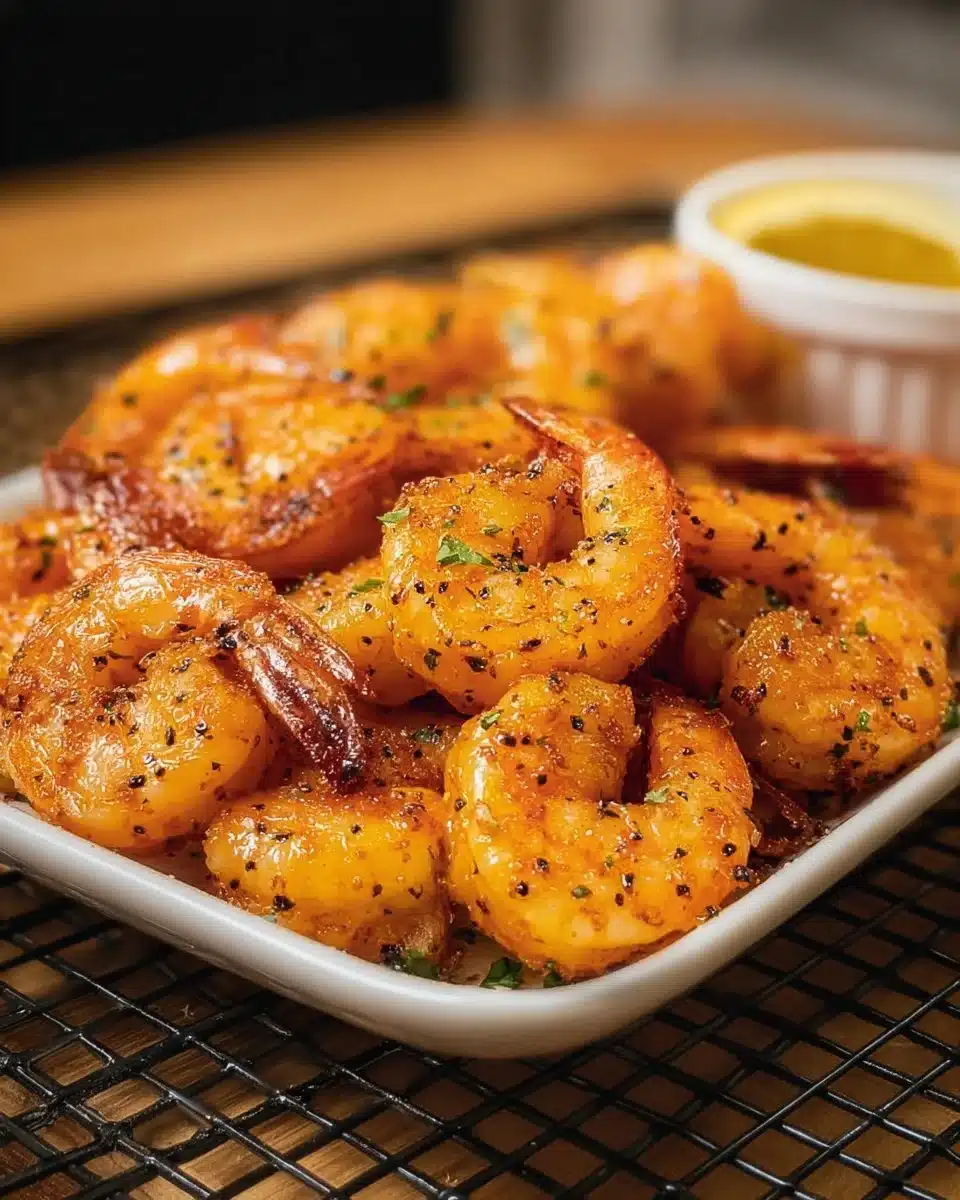 Crispy Air Fryer Shrimp served with a dipping sauce