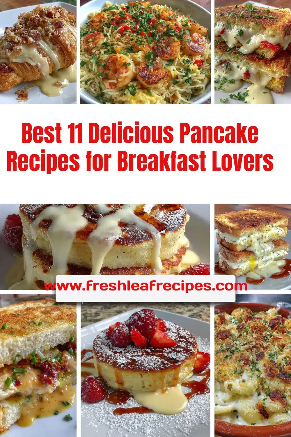 A stack of fluffy pancakes topped with fresh berries and syrup