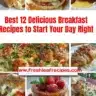 A variety of delicious breakfast recipes including pancakes, smoothies, and omelets.