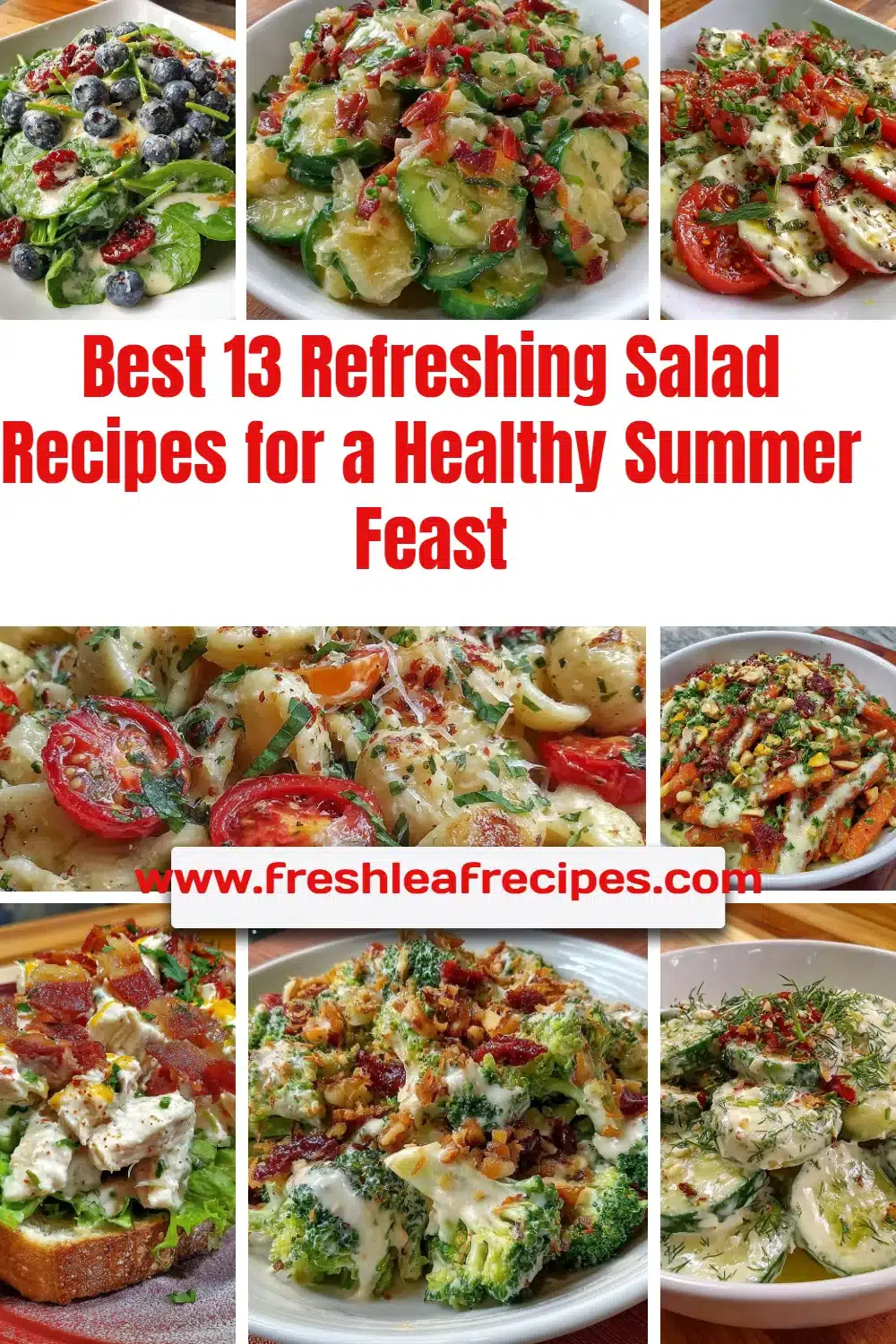 Colorful summer salads showcasing healthy salad recipes for a refreshing feast.