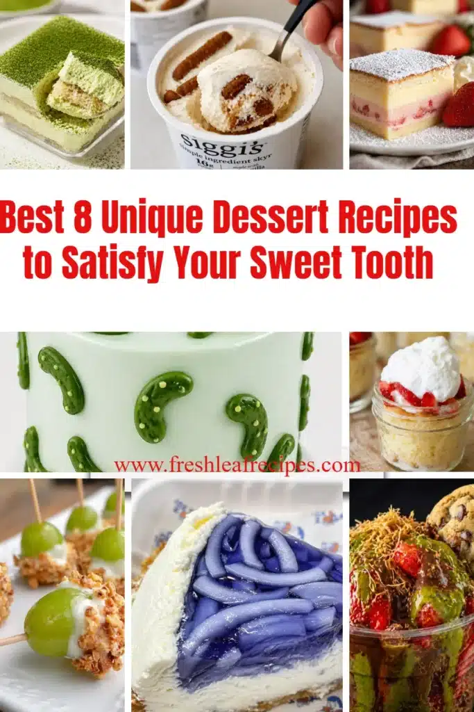 Delicious unique dessert recipes showcasing vibrant colors and creative presentations.