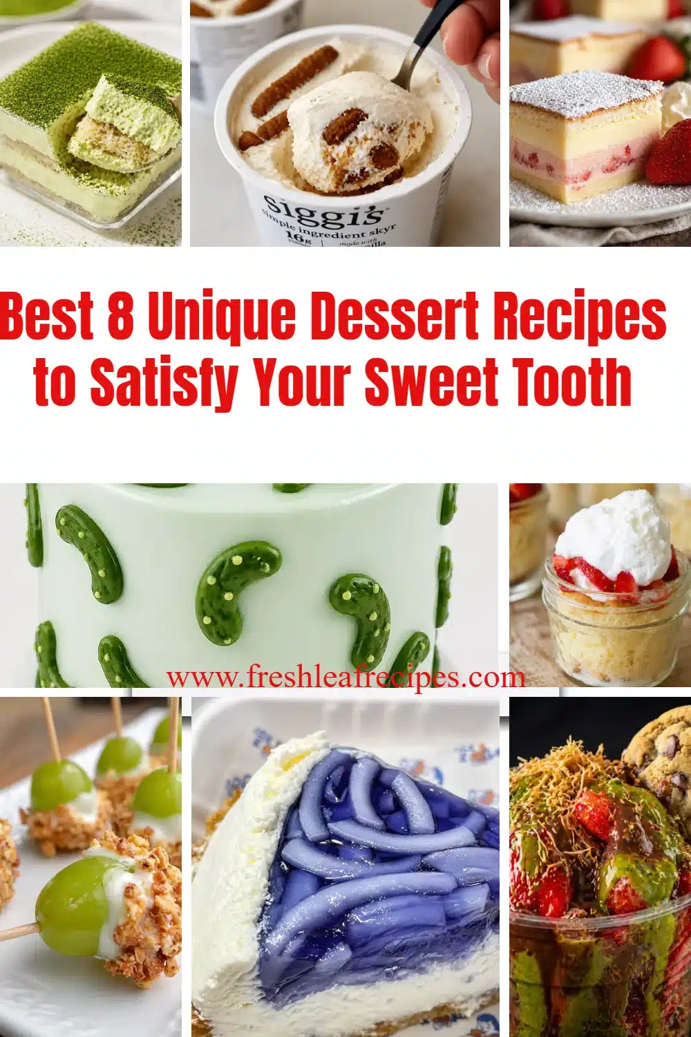 Delicious unique dessert recipes showcasing vibrant colors and creative presentations.