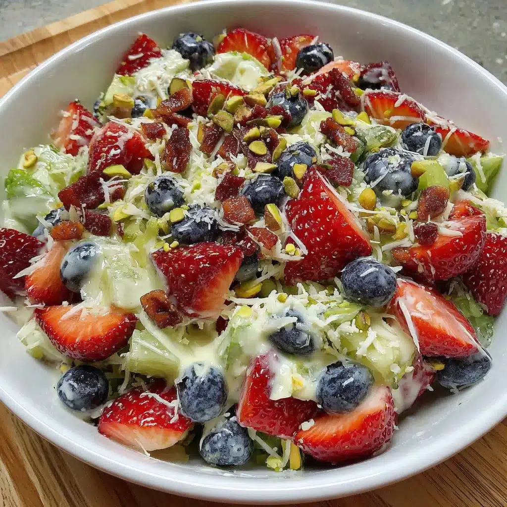 Blueberry Pistachio Spring Salad with fresh greens and vibrant toppings