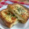 Air fryer cheesy toast with melted cheese on golden bread