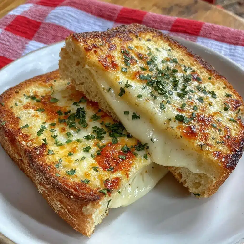 Air fryer cheesy toast with melted cheese on golden bread