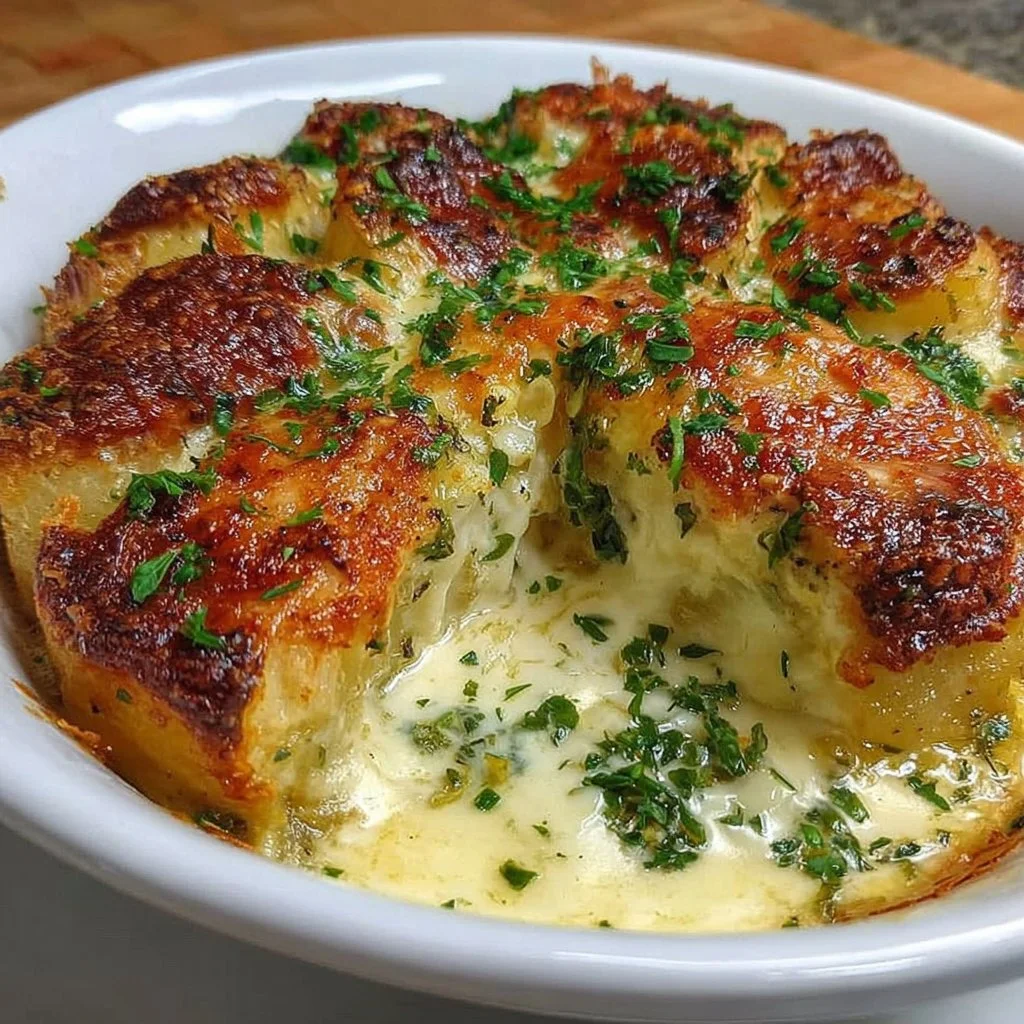 Baked chicken and potatoes in a savory dish, perfect for family meals.