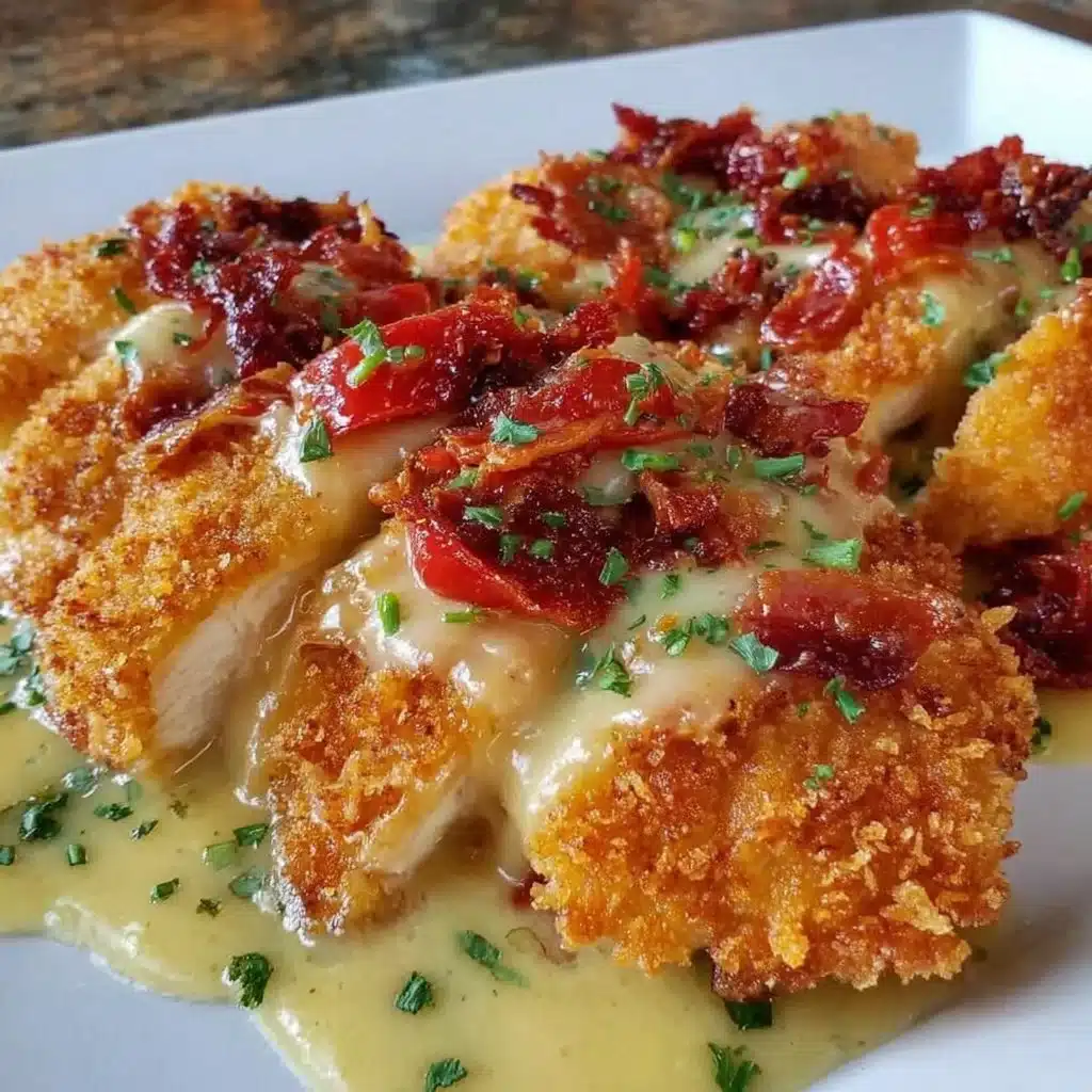 Delicious Crispy Cheddar Chicken served on a plate with sides