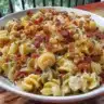 Delicious Dill Pickle Bacon Pasta Salad with vibrant colors and textures.