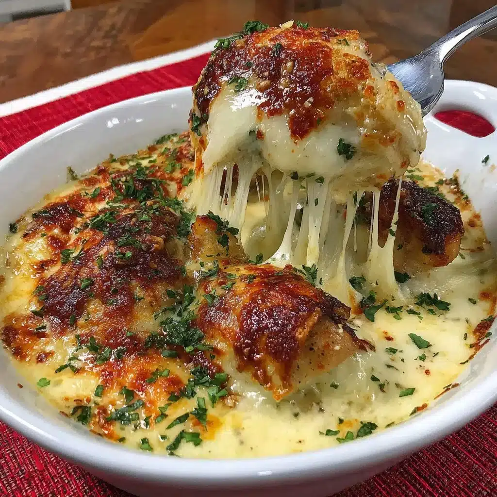Baked garlic parmesan chicken served with herbs on a plate