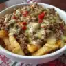 Delicious Ground Beef Philly Bowl served with toppings for a cozy fall meal
