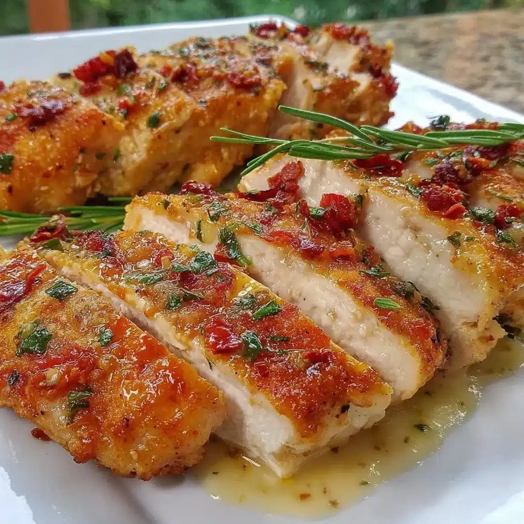 Healthy air fryer chicken breast served on a plate with herbs and spices