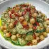 Fresh Mediterranean chickpea cucumber salad with vibrant vegetables