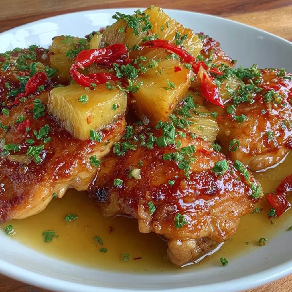 Delicious teriyaki chicken with pineapple in foil packets