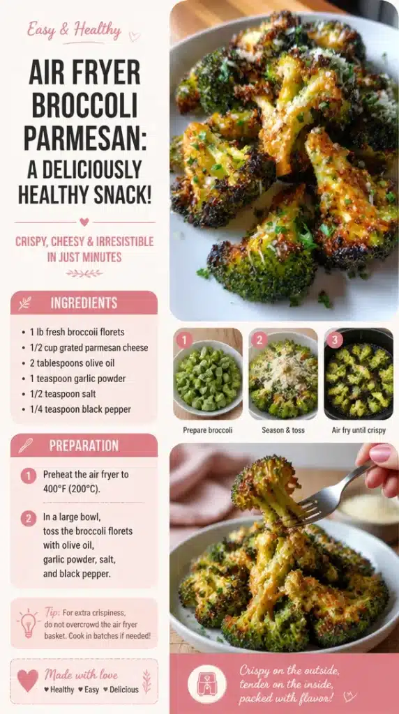 Air Fryer Broccoli Parmesan served as a healthy snack