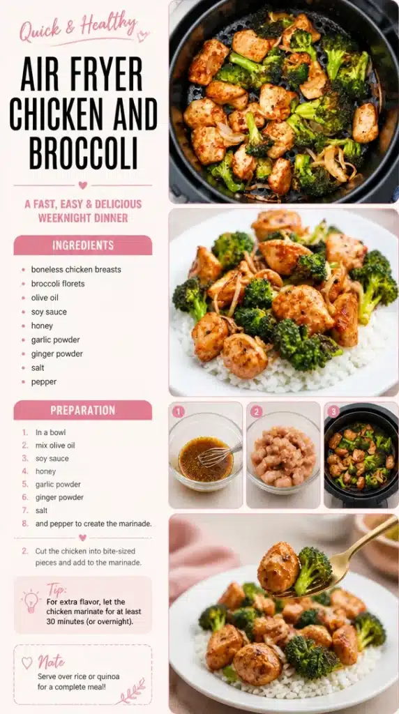 Air Fryer Chicken and Broccoli dish served on a plate