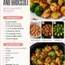 Air fryer chicken bites served with steamed broccoli on a plate