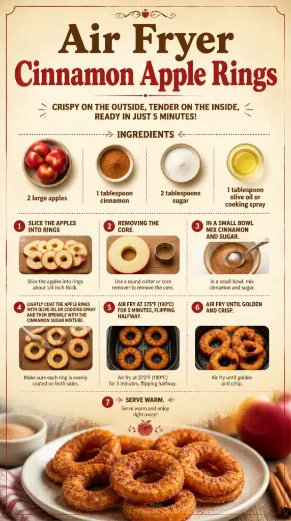 Crispy Air Fryer Cinnamon Apple Rings served as a delicious snack