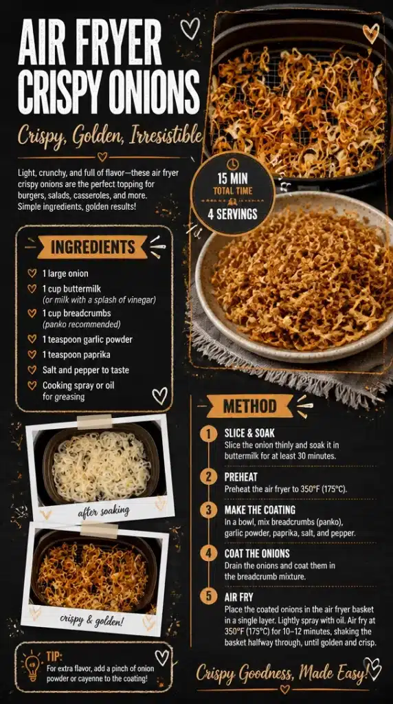 Air fryer crispy onions, a crunchy topping for various dishes