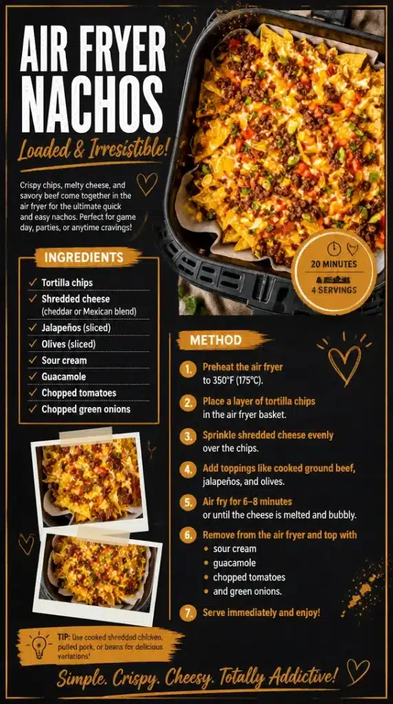 Delicious Air Fryer Nachos topped with cheese and jalapeños
