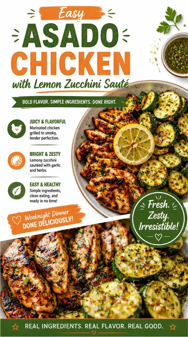 Easy Asado Chicken with Lemon Zucchini Sauté
