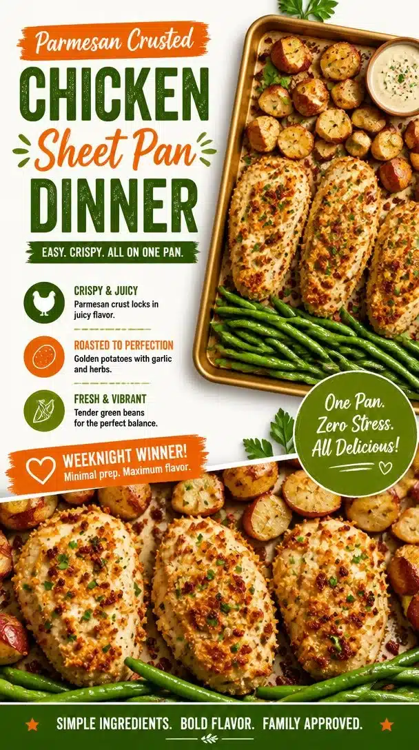 Parmesan Crusted Chicken Sheet Pan Dinner