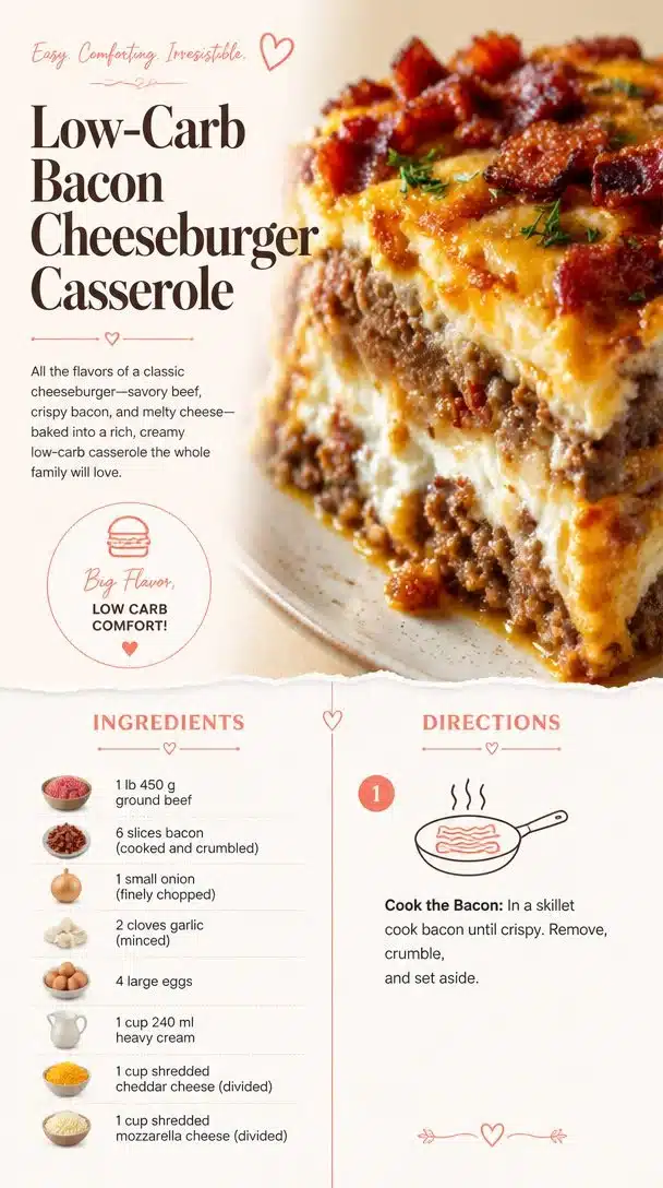 Low-Carb Bacon Cheeseburger Casserole