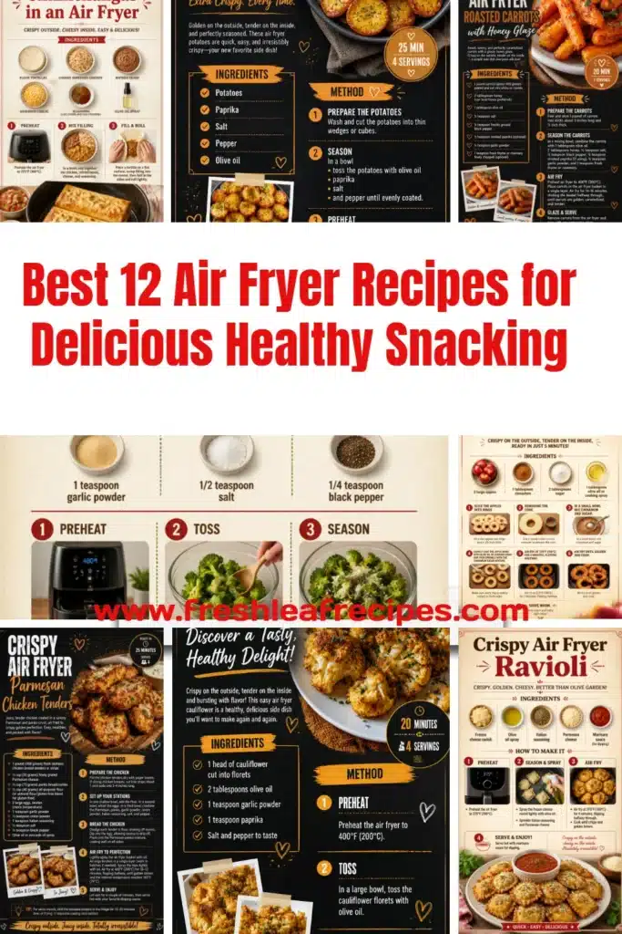 Best air fryer recipes for healthy snacks including 12 delicious options.