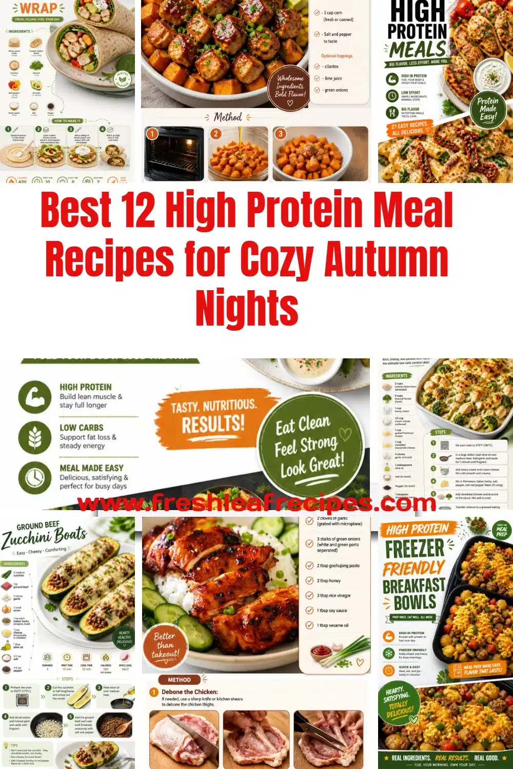 A plate of high protein meals featuring seasonal autumn ingredients