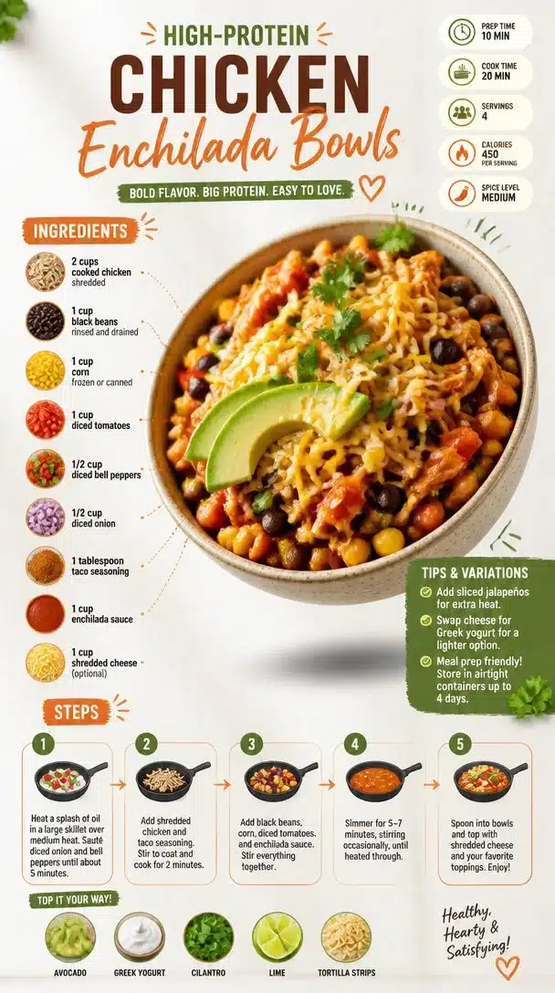 High-Protein Chicken Enchilada Bowls