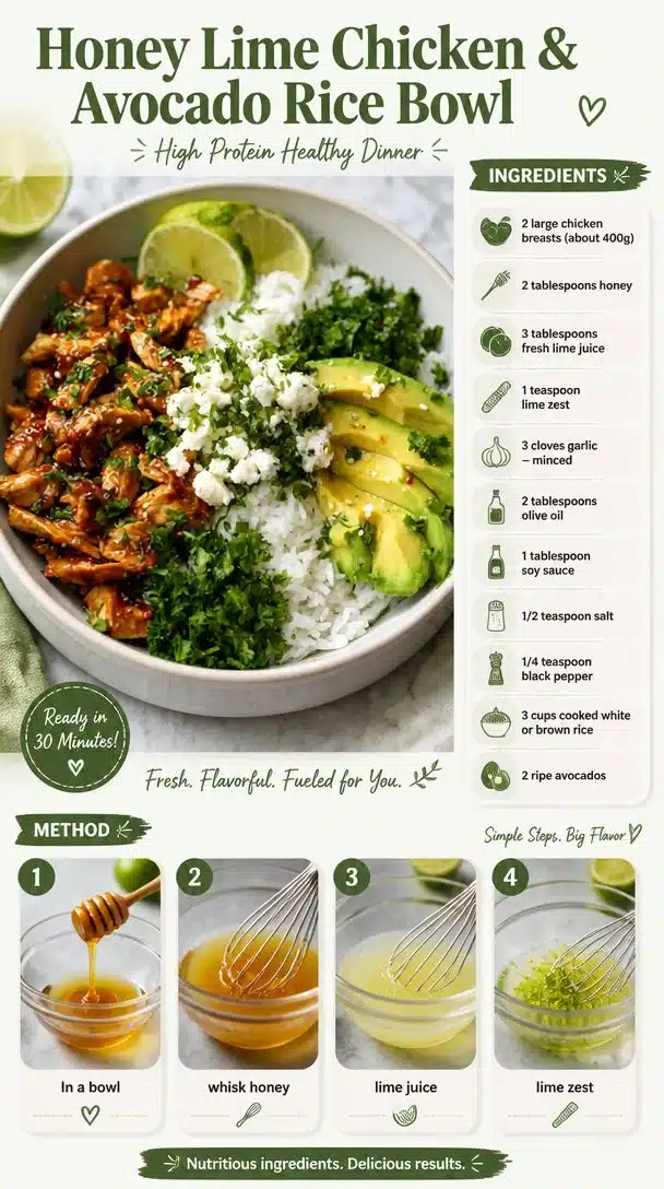 Honey Lime Chicken & Avocado Rice Bowl