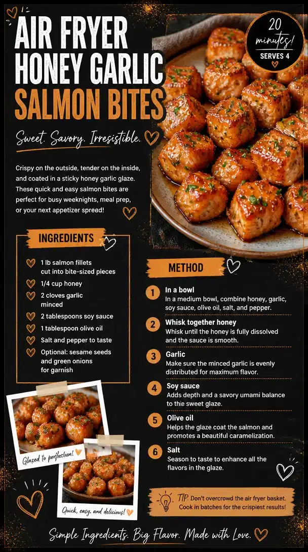 Air Fryer Honey Garlic Salmon Bites