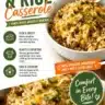 Cheesy ground beef and rice casserole in a baking dish, garnished and ready to serve.