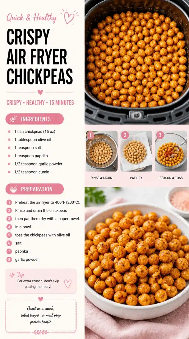Crispy air fryer chickpeas in a bowl, perfect healthy snack.