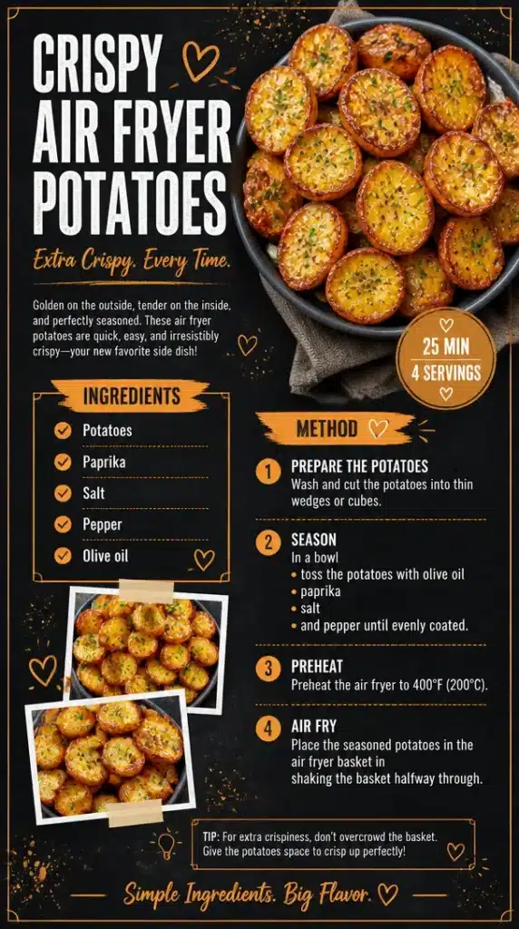 Plate of crispy air fryer potatoes seasoned and ready to serve