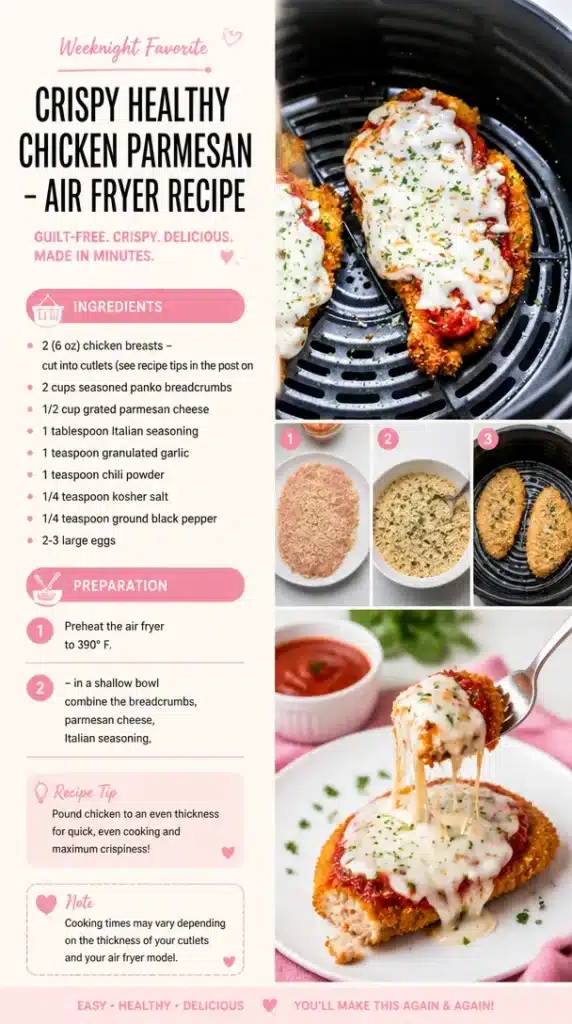 Healthy Crispy Chicken Parmesan cooked in an air fryer