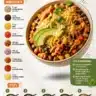High-protein chicken enchilada bowls garnished with fresh ingredients