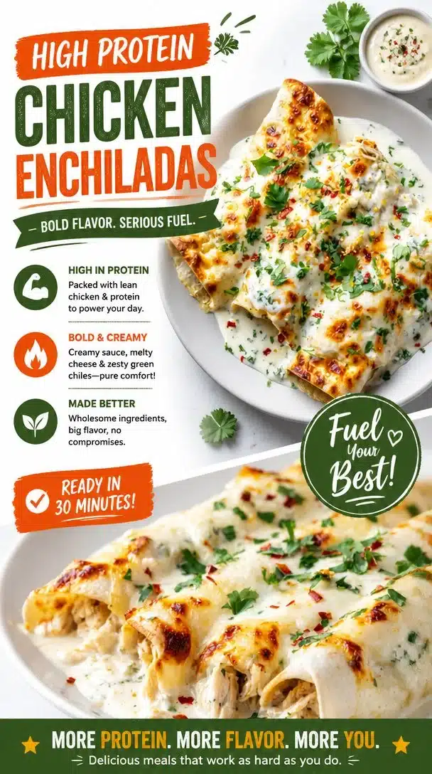 Delicious high protein chicken enchiladas on a plate