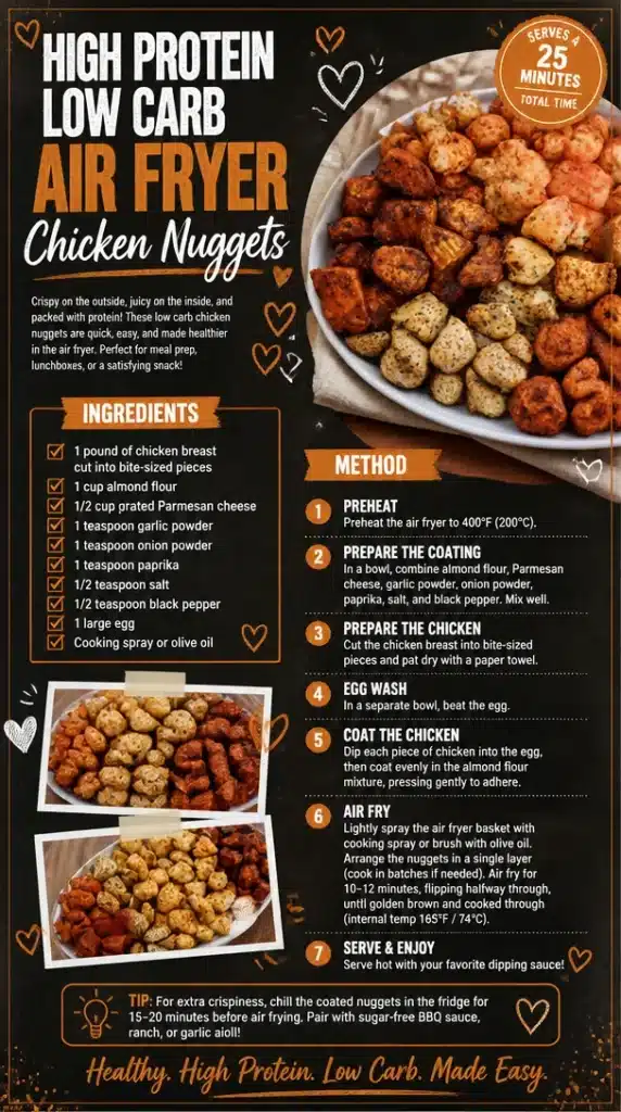 Crispy high protein low carb air fryer chicken nuggets